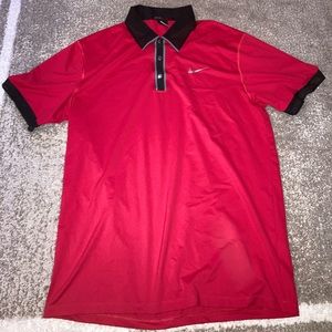 Tiger Woods Red Nike Drifit Polo Golf